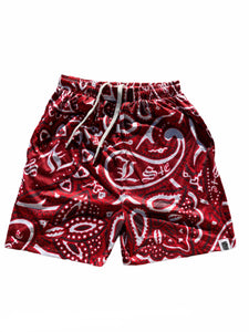 Red LS4E Paisley Shorts